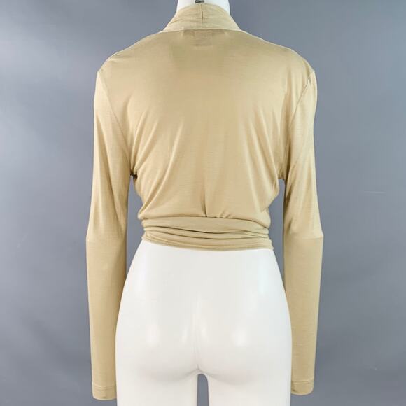 MAX MARA Size S Beige Rayon Silk Wrap Cardigan - Picture 3 of 8
